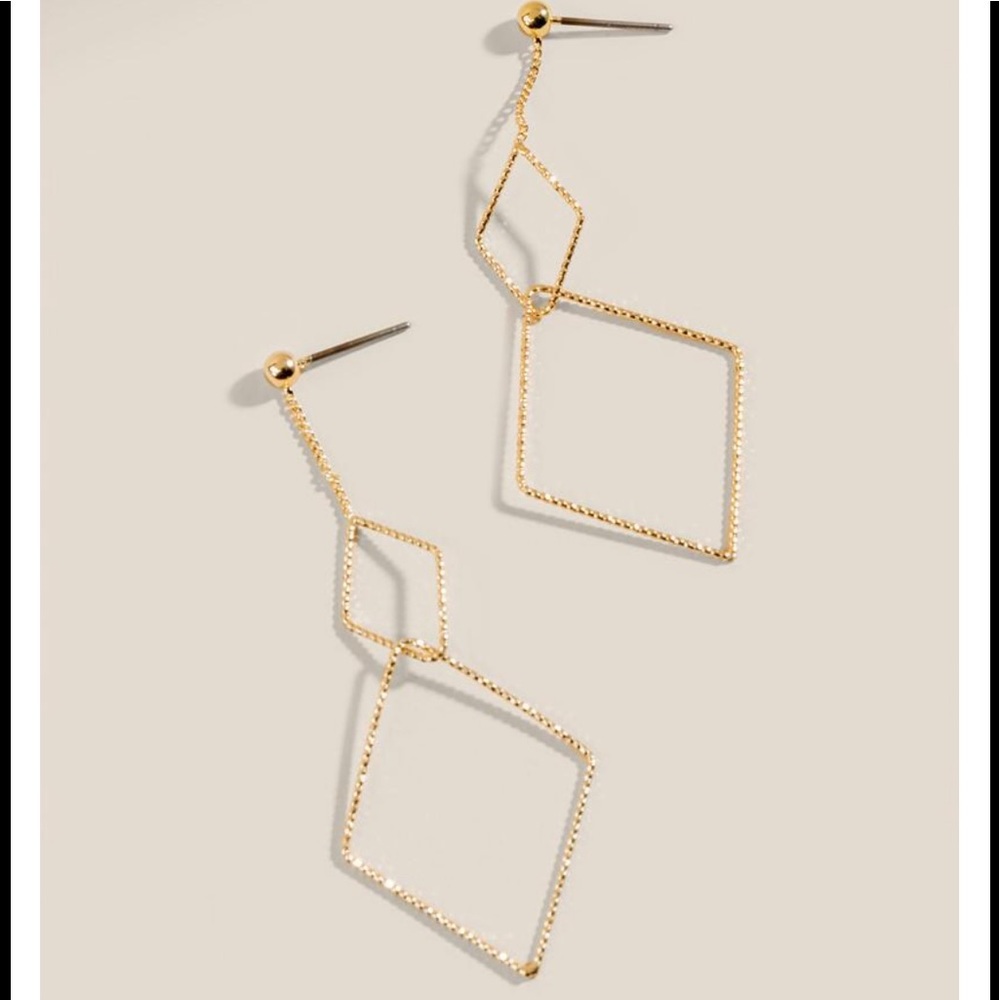 Francesca’s Gold Geometric Diamond Drop Earrings